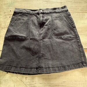 Dip Denim Skirt Faded Black Utility Pocket A Line Mini Women's Size 12 EUC